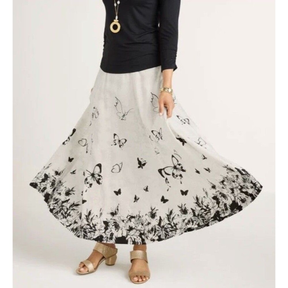 Soft Surroundings Butterfly Maxi Skirt M A-Line Flowy Boho Whimsygoth Fairycore